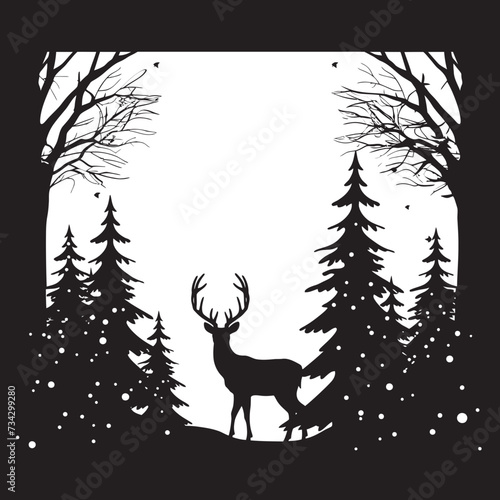 Silent Night Noir Minimalistic Black Christmas Card Design Mystic Merry Christmas Intriguing Vector Card Art