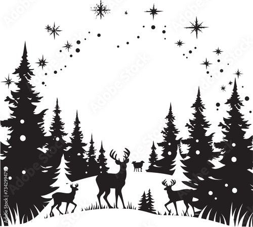 Ink Illuminated Snowflakes Contemporary Black Christmas Card Shadowed Sleigh Bells Chic Vector Christmas Card Symbol