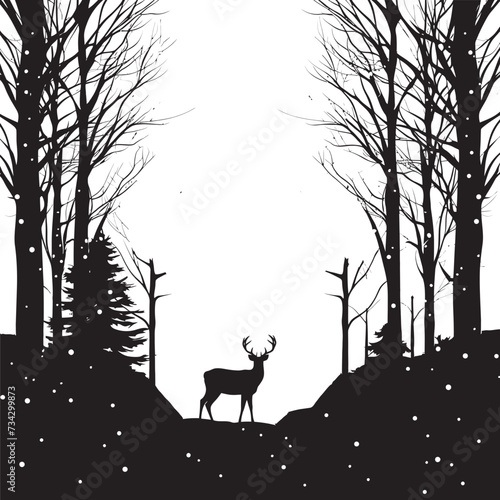 Midnight Mirthful Moments Elegant Black Christmas Card Symbol Ink Icy Igloo Contemporary Vector Christmas Card Illustration © BABBAN