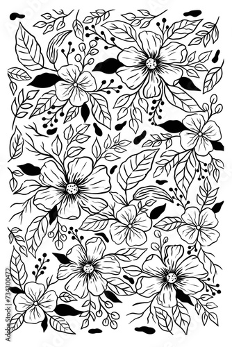 Fototapeta Naklejka Na Ścianę i Meble -  floral coloring page vector