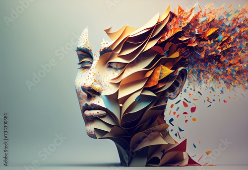 A concept of education process. Abstract creative face. Conceptual illustration. Generative AI