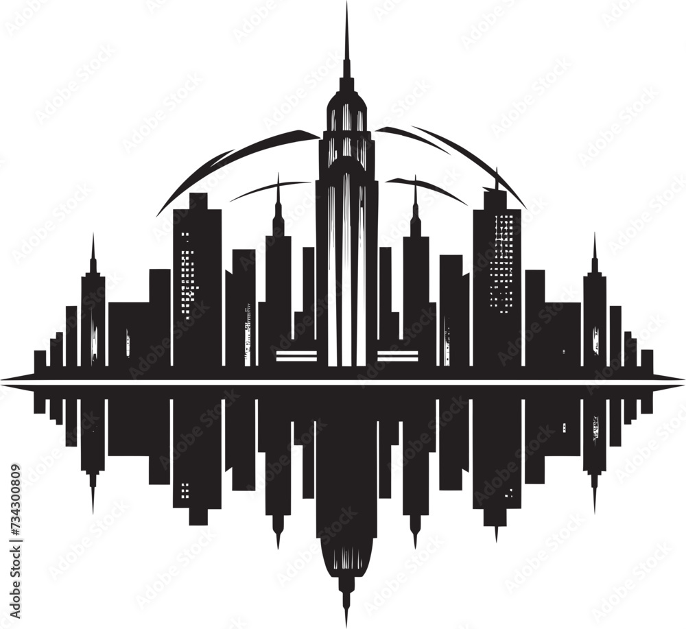 Fototapeta premium Midnight Monochrome Majesty Elegant Black Vector Symbol Ink Architectural Artistry Contemporary Vector Graphic