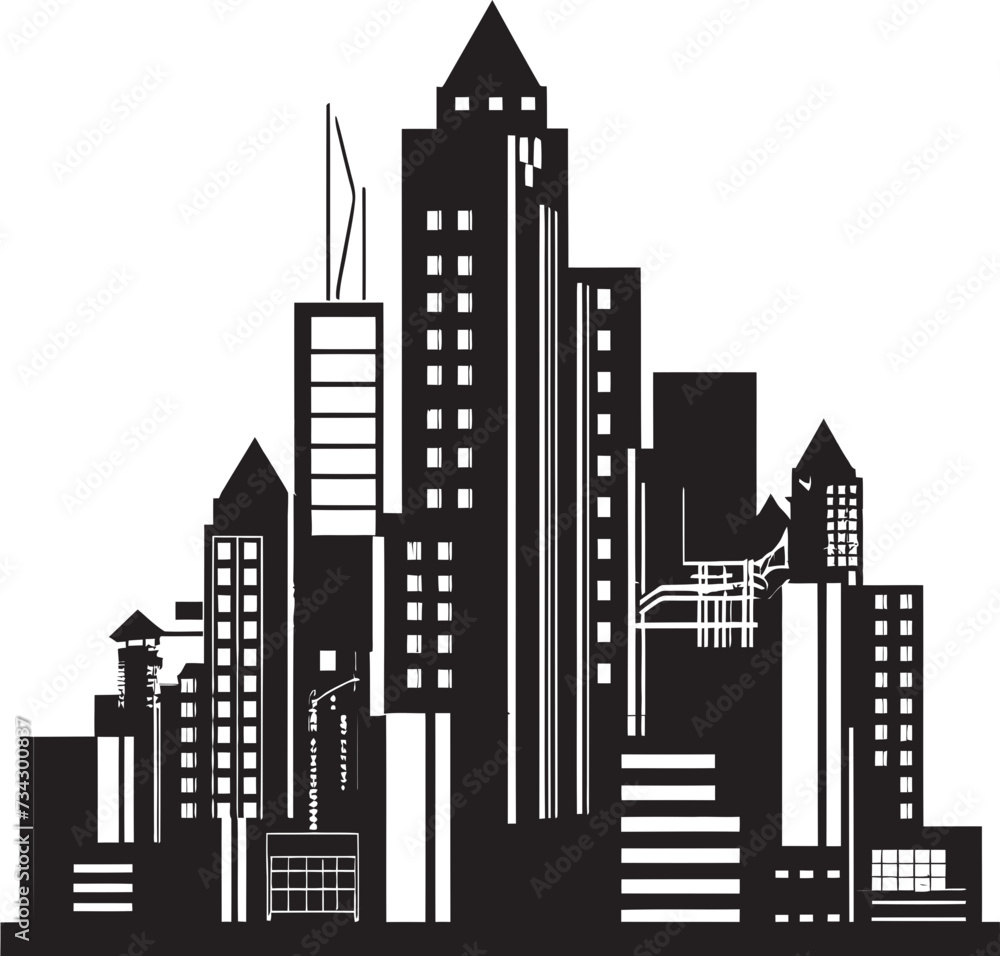 Fototapeta premium Midnight Monoliths Elegant Black Building Vector Ink Architectural Aura Contemporary Vector Design