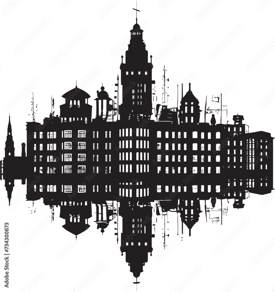 Gothic Grandeur Sophisticated Collage Graphic Silent Skyline Minimalistic Black Design