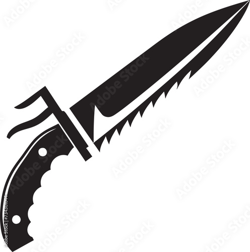 Silent Saboteur Chic Black Vector Knife Art Gothic Guerrilla Sophisticated Combat Knife Icon