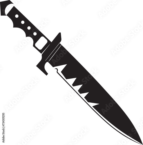 Silent Sentinel Chic Black Knife Design Gothic Guardian Sophisticated Combat Knife Vector