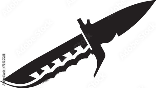 Ebony Enforcer Refined Black Combat Knife Element Chic Covert Cutlery Modern Vector Knife Design