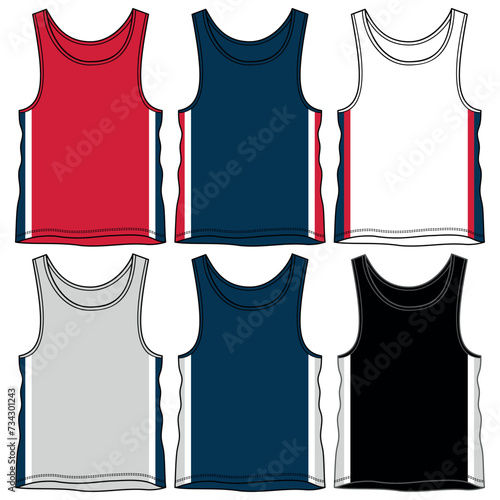 Sleeveless t-shirt set, with fashionable cuts, stripes, and block cuts with fashionable and attractive colors, in different variants making them more dynamic.