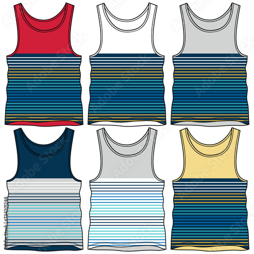 Sleeveless t-shirt set, with fashionable cuts, stripes, and block cuts with fashionable and attractive colors, in different variants making them more dynamic.