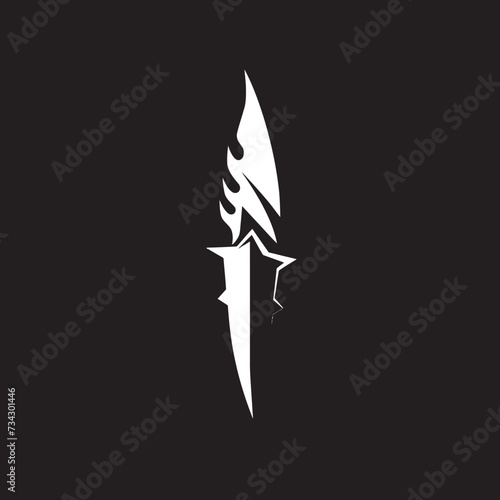 Ebony Enforcer Refined Black Combat Knife Graphic Chic Covert Cutlery Modern Vector Blade Element