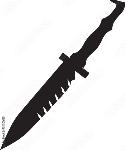 Noir Nightfall Stylish Abstract Combat Knife Symbol Midnight Marksman Elegant Black Knife Design