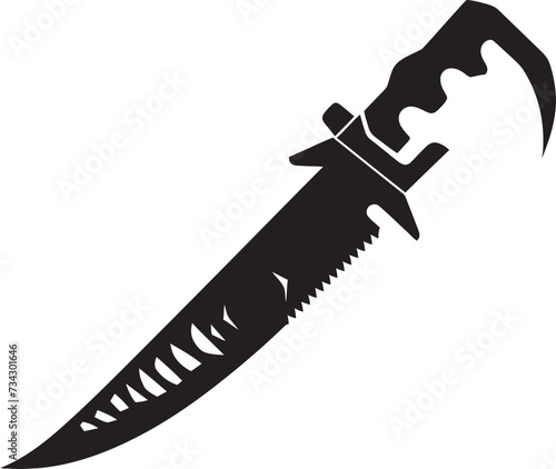 Gothic Guardian Sophisticated Black Combat Knife Design Silent Stalker Minimalistic Vector Knife Icon