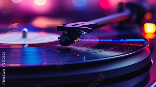 The record player plays vinyl, generative ai