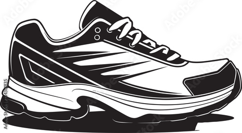 Ebony Evolution Refined Sports Shoe Element Chic Athletic Advantage Modern Black Vector Shoe