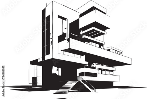 Mystic Momentum Intriguing Architecture Element Ebony Enchantment Refined Black Architecture Graphic
