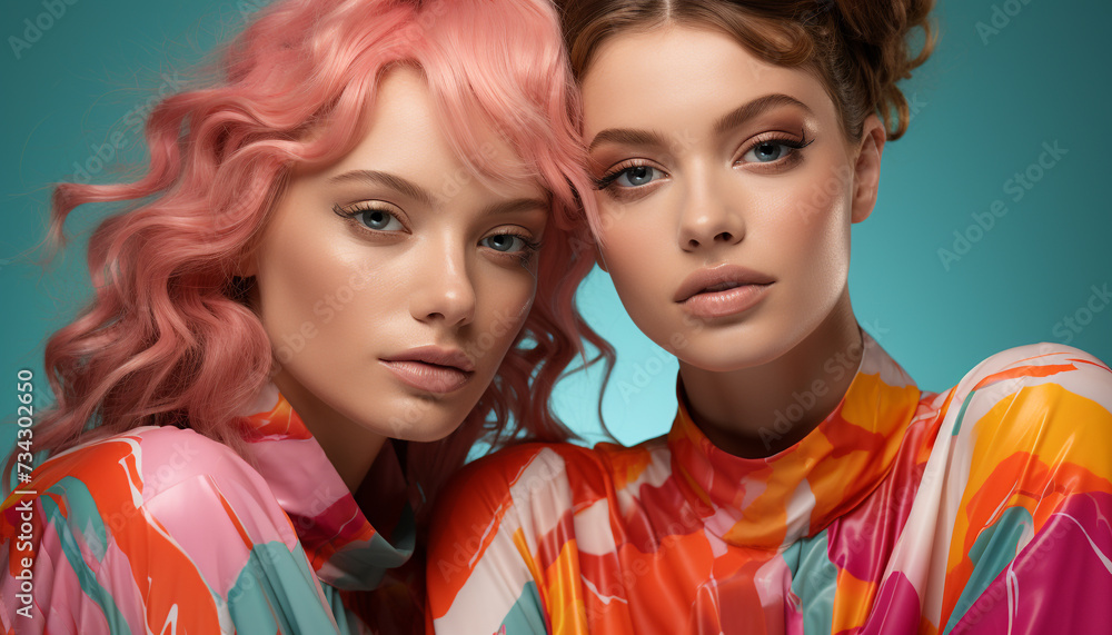 Beautiful fashion model with blond hair looking at camera generated by AI Beautiful fashion model with blond hair looking at camera generated by AI