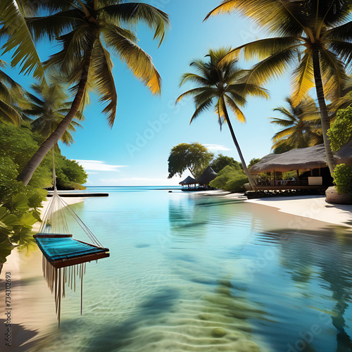 ropical Haven Palm Trees, Hammocks, Turquoise Waters photo