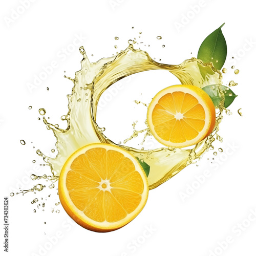 realistic fresh ripe yuzu with slices falling inside swirl fluid gestures of milk or yoghurt juice splash png isolated on a white background with clipping path. selective focus photo