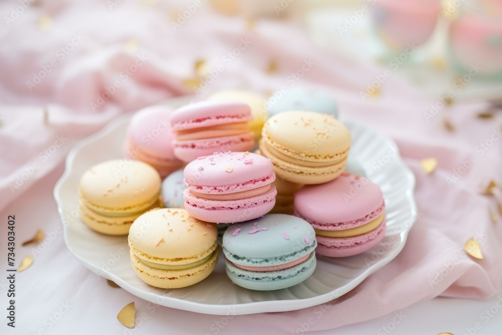 Creamy Pastel cake macarons. Candy dessert. Generate Ai Creamy Pastel cake macarons. Candy dessert. Generate Ai