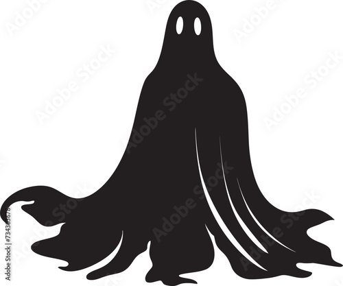 Miniature Ghostly Glee Sweet Black Ghost Icons Diminutive Haunted Charm Charming Vector Graphics