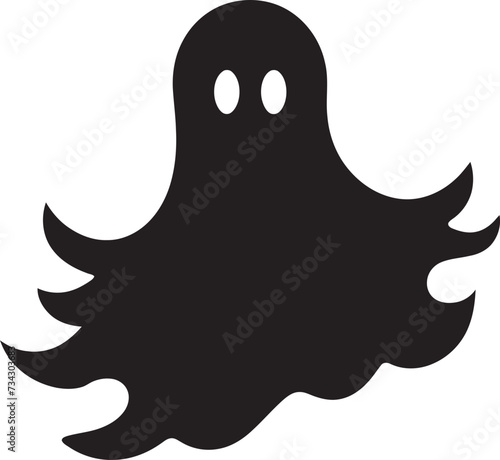 Nano Scale Ghostly Delicacies Charming Black Ghost Symbols Wee Phantom Friends Tiny Vector Graphics