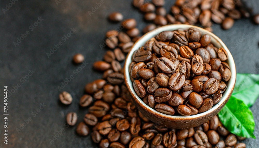 Coffee beans freshly roasted arabica or robusta blend snack future drink healthy meal top view copy space for text food background rustic image
