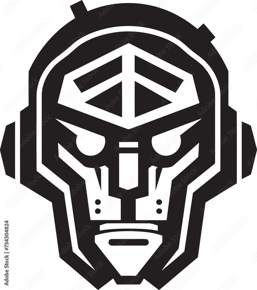 Futuristic Fusion Vector Cybernetic Face Sinister Fangs Vector Jaw Icon Design
