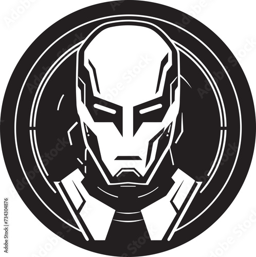 Metallic Maestro Black Cyberrobotic Symbol Digital Dynamo Vector Robot Face Design