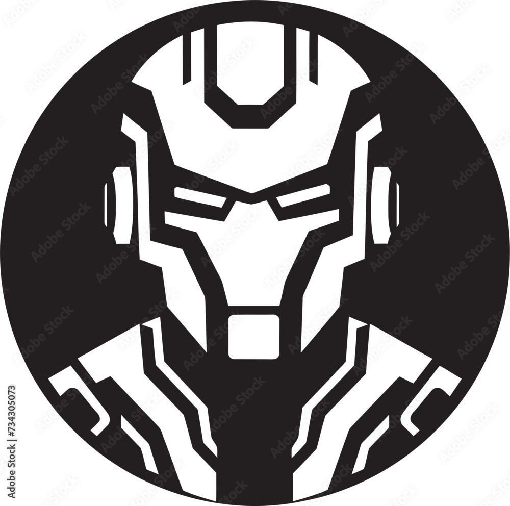 Robotic Rhapsody Black Cyberrobot Face Design Futuristic Interface Vector Robot Face Icon