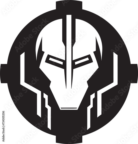 Electronic Evolution Cybernetic Face Symbol Futuristic Fusion Black Robot Face Design