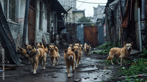 stray dogs on urban streets generative ai