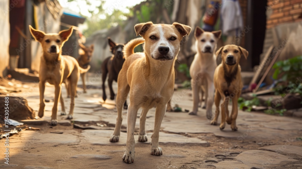 stray dogs on urban streets generative ai