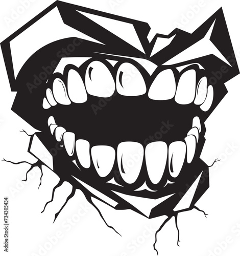 Diabolic Snarl Black Iconic Grin Wicked Bite Sinister Evil Jaw