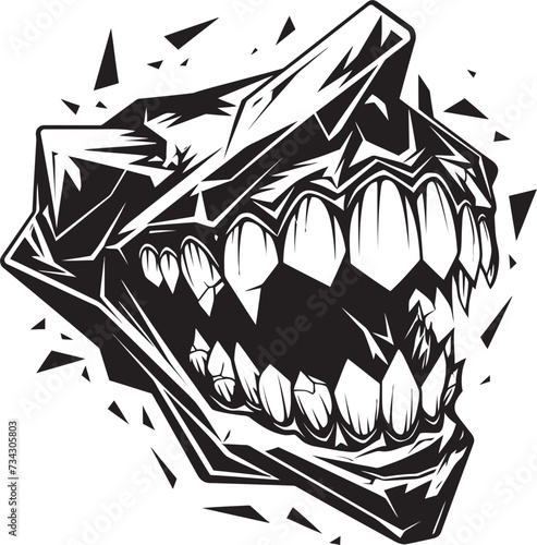 Abyssal Bite Sinister Devils Jawline Icon Ghastly Grin Black Diabolic Mouth Element