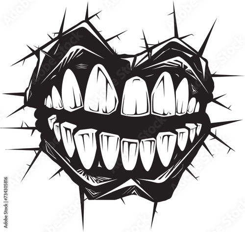 Diabolical Jaws Evil Vector Design Element Wicked Gnashers Sinister Mouth Icon photo