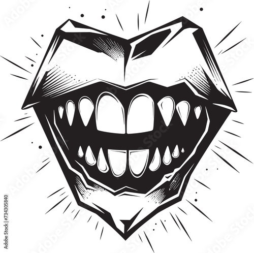 Nightmarish Maws Sinister Mouth Vector Element Dreadful Grin Black Creature Jaw Symbol