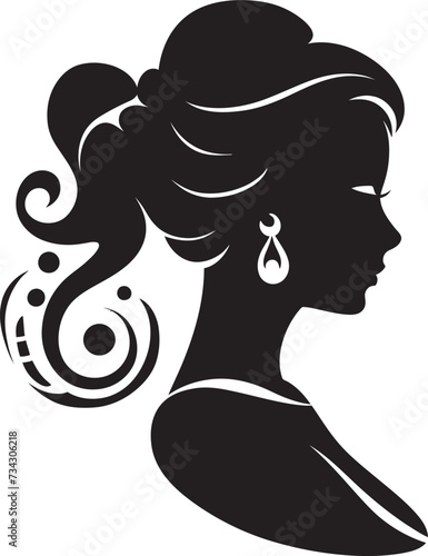 Enchanted Shadows Black Floral Face Graphic Noir Whisperings Vector Floral Woman Icon