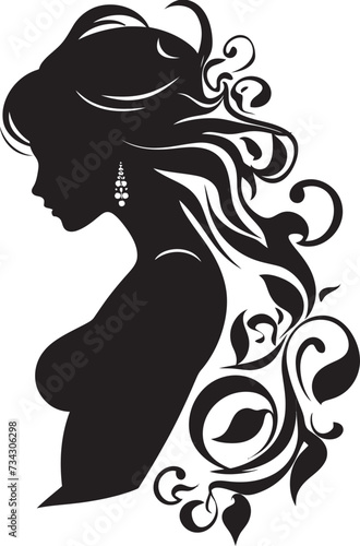 Noir Enchantment Black Floral Face Graphic Obsidian Reverie Floral Face Icon Design