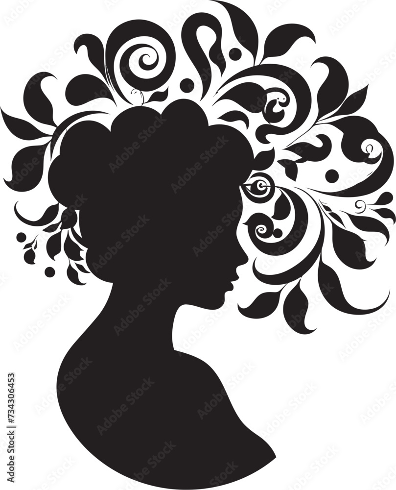 Midnight Enchantment Black Floral Woman Profile Enchanted Noir Floral Face Vector Symbol Midnight Enchantment Black Floral Woman Profile Enchanted Noir Floral Face Vector Symbol