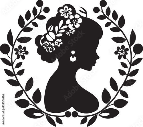 Obsidian Enchantment Floral Face Icon Midnight Reverie Black Floral Woman Icon