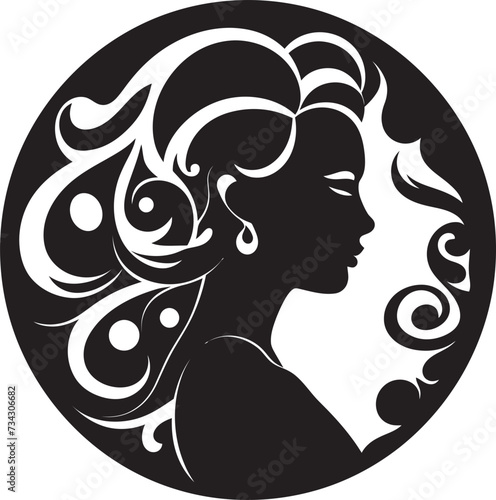 Blossom Noir Floral Face Iconic Design Shadowed Elegance Black Floral Woman Symbol