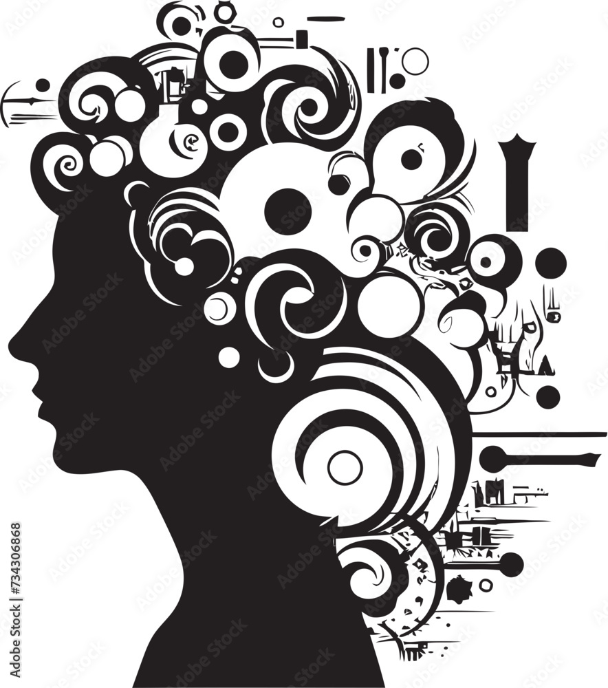 Shadowed Whispers Black Floral Woman Element Midnight Reverie Floral Face Vector Design