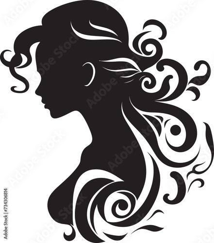 Shadowed Whispers Black Floral Woman Symbol Midnight Reverie Floral Face Vector Design