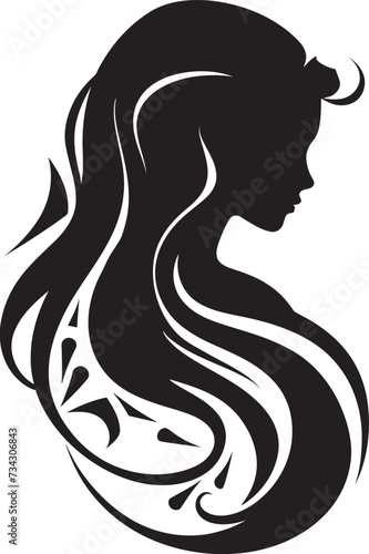 Obsidian Whisperer Black Floral Woman Symbol Midnight Serenade Floral Face Icon Design