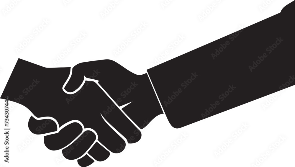Bond of Trust Iconic Handshake Symbol in Black Concordance Symbol Vector Handshake Emblem in Black