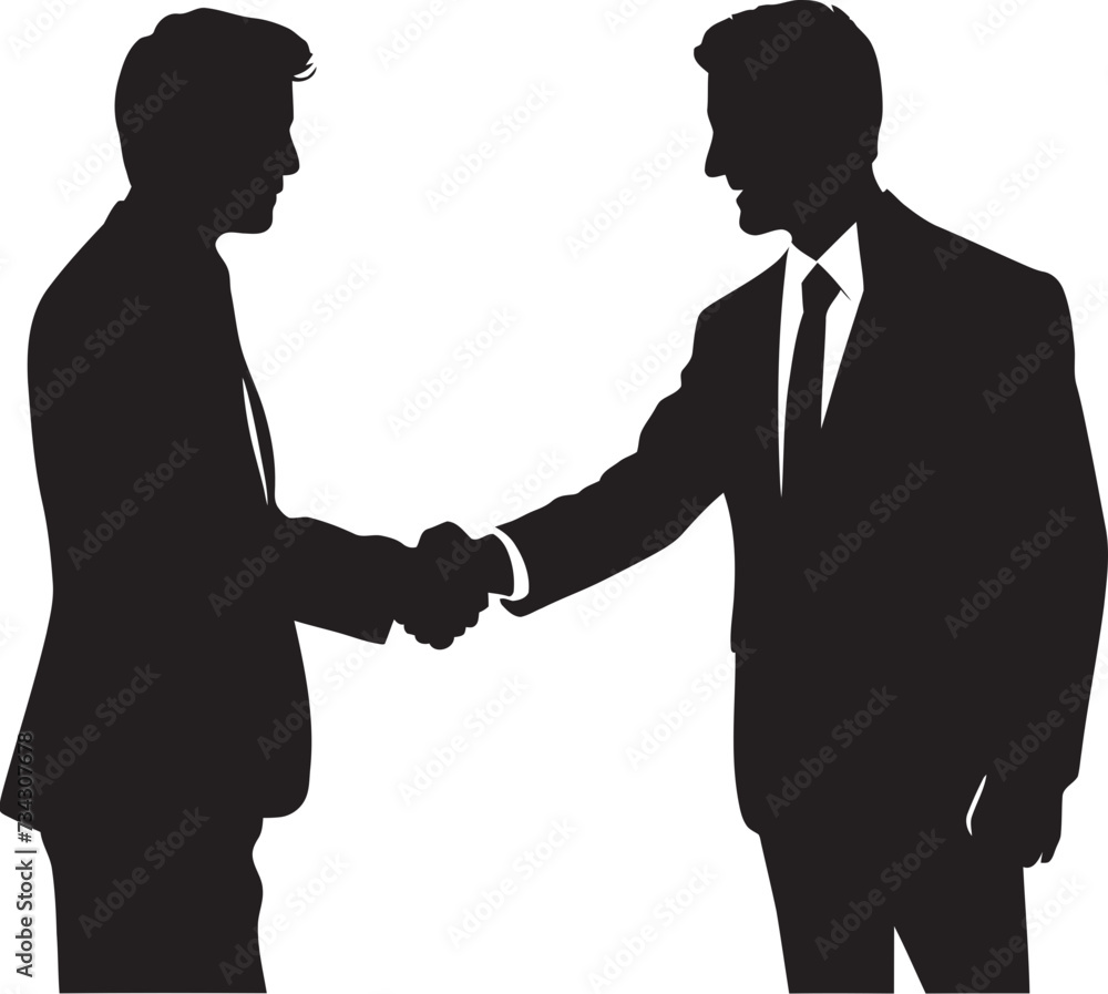 Mutual Unity Black Handshake Graphic Element Formal Accordance Vector Handshake Symbol in Noir