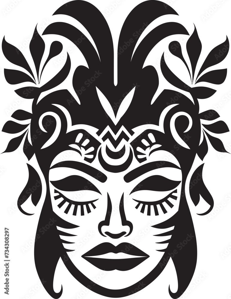 Tribal Goddess Vector Hawaiian Tribal Woman Element Pacific Spirit Black Tribal Woman Icon Design