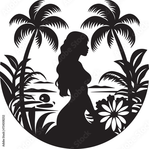 Pacific Legacy Black Tribal Woman Symbol Island Harmony Vector Tribal Woman Iconic Design
