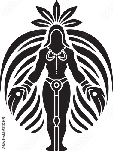 Tiki Tranquility Vector Tribal Woman Silhouette Oceanic Legacy Black Hawaii Tribal Woman Symbol