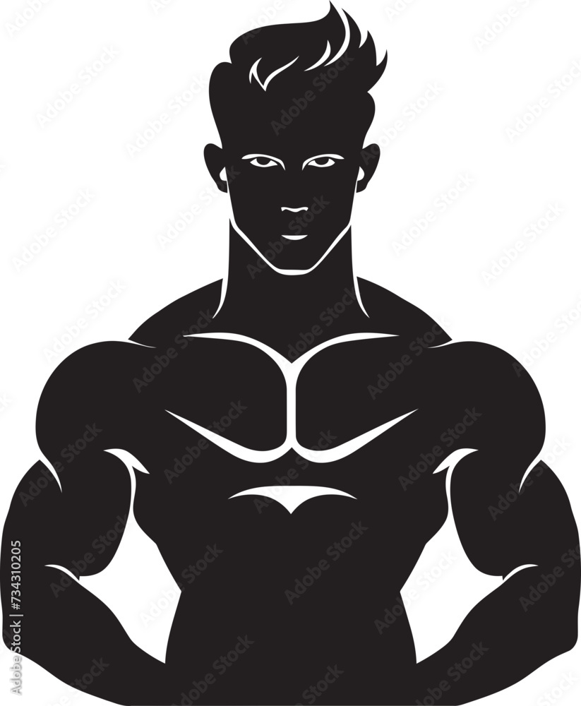 Fototapeta premium StrengthSphere Design Black Fitness Icon FitForge Emblem Vector Fitness Man Design